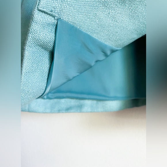 TALBOTS Teal Linen 3/4 Sleeve Blazer Collarless Career Feminine Retro 6 Petite - Picture 12 of 13